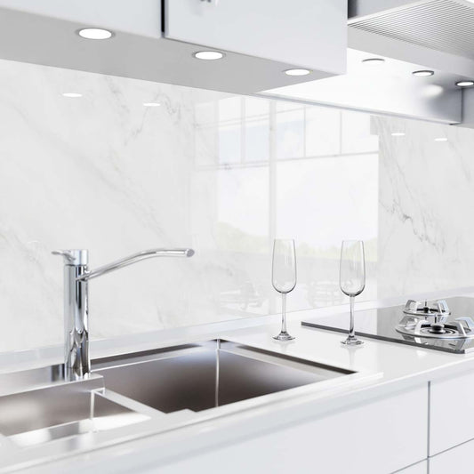 Küchenrückwand in Glasoptik - Marmor weiß