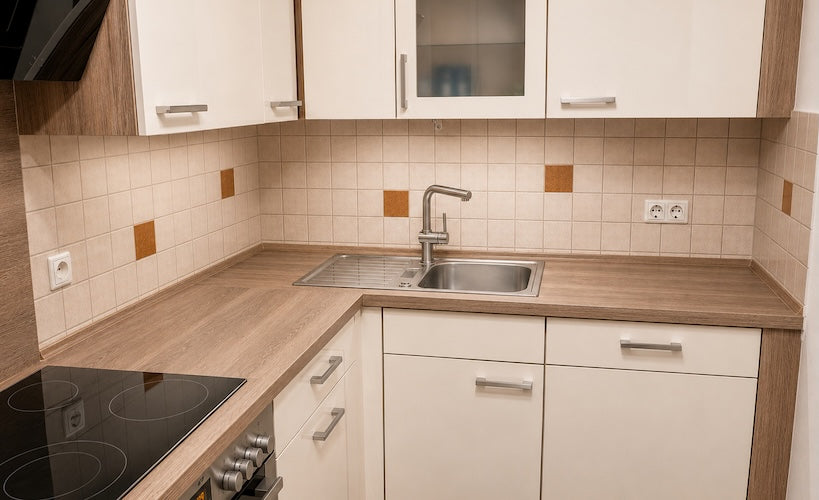 Cucina prima, con piastrelle