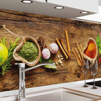 Rivestimento cucina danario, motivo Spezie su Legno