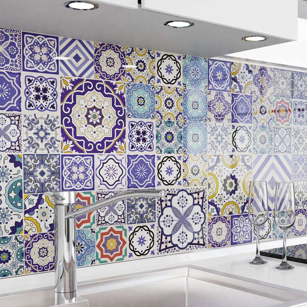 Rivestimento cucina autoadesivo - Tessere Mosaico Blu